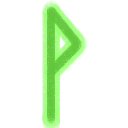 The Elder Furthark rune ᚹ or wunjo, in green with a lime green outline